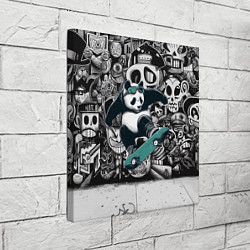 Холст квадратный Скейтбордист панда на фоне граффити, цвет: 3D-принт — фото 2