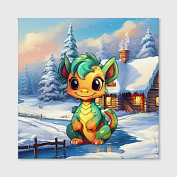 Холст квадратный Крошечный дракон зимы 2024, цвет: 3D-принт — фото 2