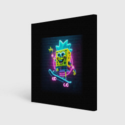 Картина квадратная Sponge Bob on a skateboard