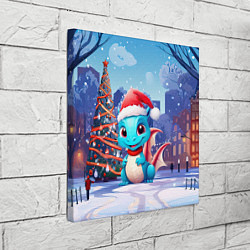 Холст квадратный Маленький дракон зимнего чуда, цвет: 3D-принт — фото 2