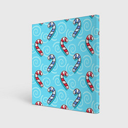 Картина квадратная Новогодний леденец трость