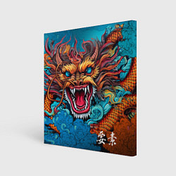 Холст квадратный Граффити с драконом, цвет: 3D-принт