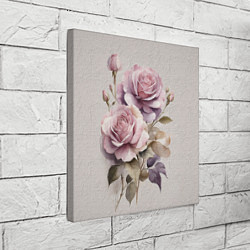 Холст квадратный Нежные розовые розы на стене, цвет: 3D-принт — фото 2
