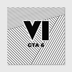 Холст квадратный Символ GTA 6 на светлом фоне с полосами, цвет: 3D-принт — фото 2
