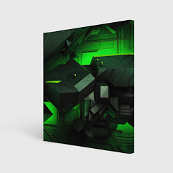 Холст квадратный Зеленая геометрическая абстракция, цвет: 3D-принт
