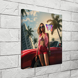 Холст квадратный Девушка GTA 6, цвет: 3D-принт — фото 2