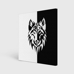 Холст квадратный Волк чёрно-белый, цвет: 3D-принт