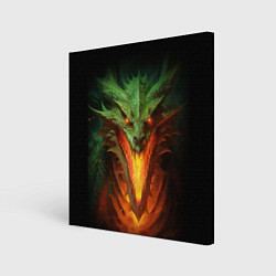 Холст квадратный Зеленый огнедышащий дракон, цвет: 3D-принт