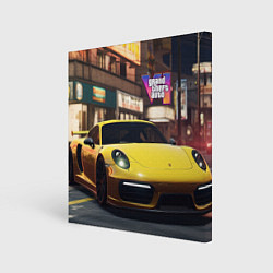 Холст квадратный GTA 6 porshe, цвет: 3D-принт