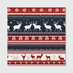 Холст квадратный Олени белые и красные свитер новогодний, цвет: 3D-принт — фото 2