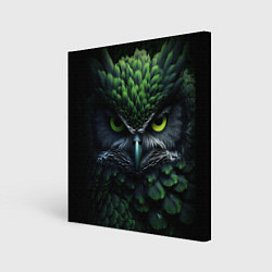 Холст квадратный Зеленая фэнтази сова, цвет: 3D-принт