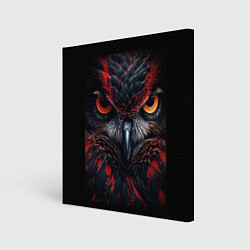 Холст квадратный Черная сова с красными глазами, цвет: 3D-принт