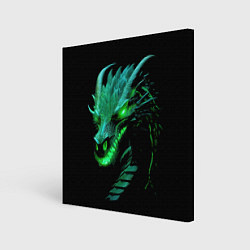Картина квадратная Дракон с зеленым свечением