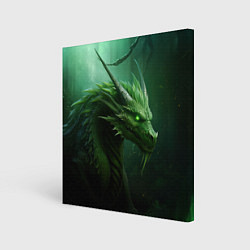 Холст квадратный Яркий зеленый дракон, цвет: 3D-принт