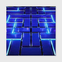 Холст квадратный Синие плиты с неоном, цвет: 3D-принт — фото 2