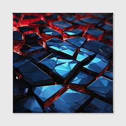 Холст квадратный Синие абстрактные плиты и красное свечение, цвет: 3D-принт — фото 2