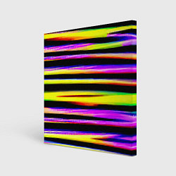 Холст квадратный Цветные неоновые полосы, цвет: 3D-принт