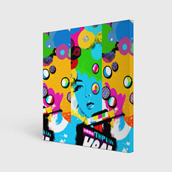 Холст квадратный Girls face - pop art, цвет: 3D-принт
