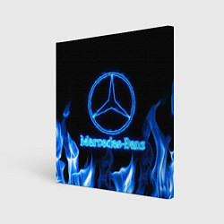Холст квадратный Mercedes-benz blue neon, цвет: 3D-принт
