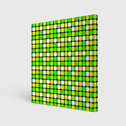 Холст квадратный Салатовые и белые квадраты, цвет: 3D-принт