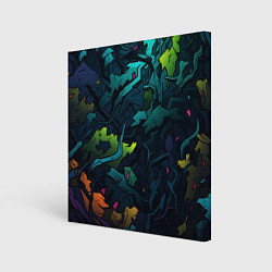 Картина квадратная Кислотная яркая абстракция в камуфляжном стиле