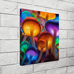 Холст квадратный Неоновые светящиеся грибы, цвет: 3D-принт — фото 2