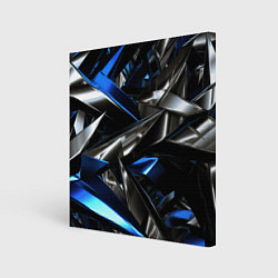 Холст квадратный Синие и серебряные вставки абстракции, цвет: 3D-принт