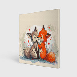 Картина квадратная Влюбленные лисички 14 февраля