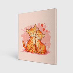 Картина квадратная Влюбленные рыжики котики 14 февраля