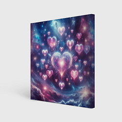 Холст квадратный Космические сердца - звезды, цвет: 3D-принт