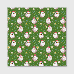 Холст квадратный Курица и цветы паттерн, цвет: 3D-принт — фото 2