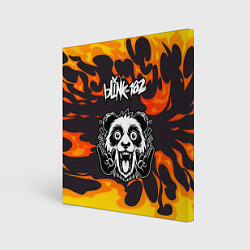 Картина квадратная Blink 182 рок панда и огонь