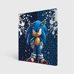 Холст квадратный Sonic - splash and logo, цвет: 3D-принт