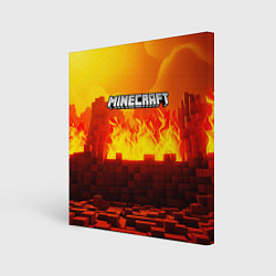 Картина квадратная Minecraft огненная стена