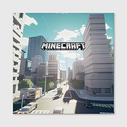 Холст квадратный Minecraft дневной город, цвет: 3D-принт — фото 2