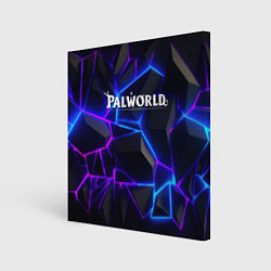 Картина квадратная Palworld логотип на ярких неоновых плитах