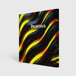 Картина квадратная Palworld логотип золотые и черные волны