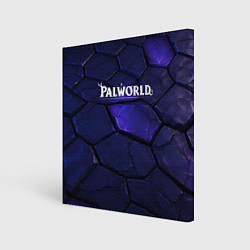 Холст квадратный Palworld логотип темные синие разломы плит, цвет: 3D-принт