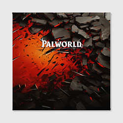 Холст квадратный Palworld логотип черные плиты в разломе, цвет: 3D-принт — фото 2