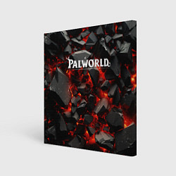 Картина квадратная Palworld логотип взрыв объемных камней