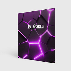 Холст квадратный Palworld логотип разлом фиолетовых плит, цвет: 3D-принт
