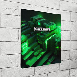 Холст квадратный Minecraft logo зеленые неоновые кубы, цвет: 3D-принт — фото 2