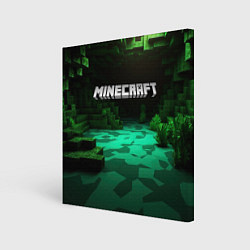 Картина квадратная Minecraft logo зеленый яркий мир
