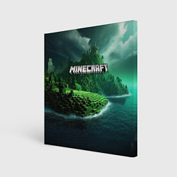 Картина квадратная Minecraft logo зеленый мир