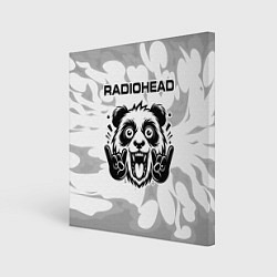 Картина квадратная Radiohead рок панда на светлом фоне