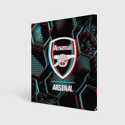 Картина квадратная Arsenal FC в стиле glitch на темном фоне