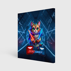 Картина квадратная Beat Saber кот музыкальный джедай