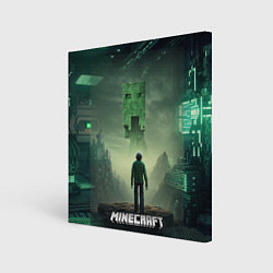 Картина квадратная Minecraft зеленый монстр и персонаж
