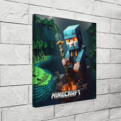 Холст квадратный Minecraft персонаж у костра, цвет: 3D-принт — фото 2