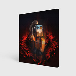 Картина квадратная Minecraft персонаж в огне
